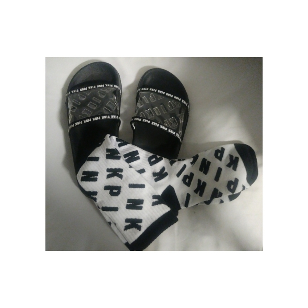 Pink Victoria's Secret Slides & Socks Women's S